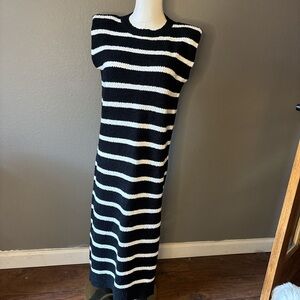 Black & White Striped Knit Maxi Dress